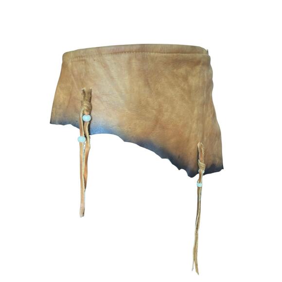 Blk leather skirt with Fringes RARE - Picture 3 of 6